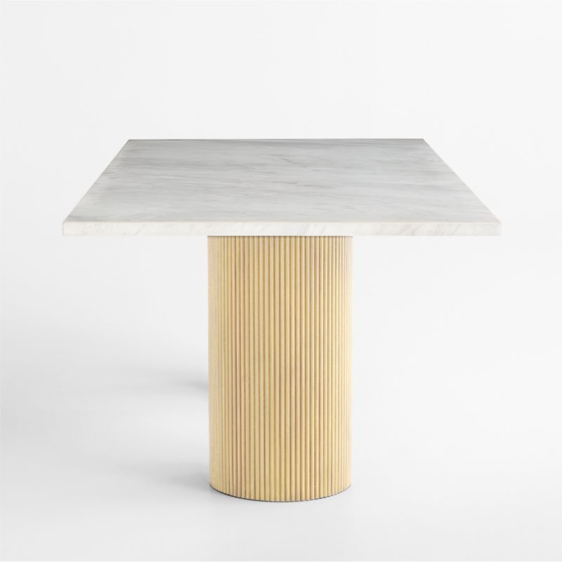 Portico 84" Marble and Natural Oak Round Leg Dining Table - image 9 of 11