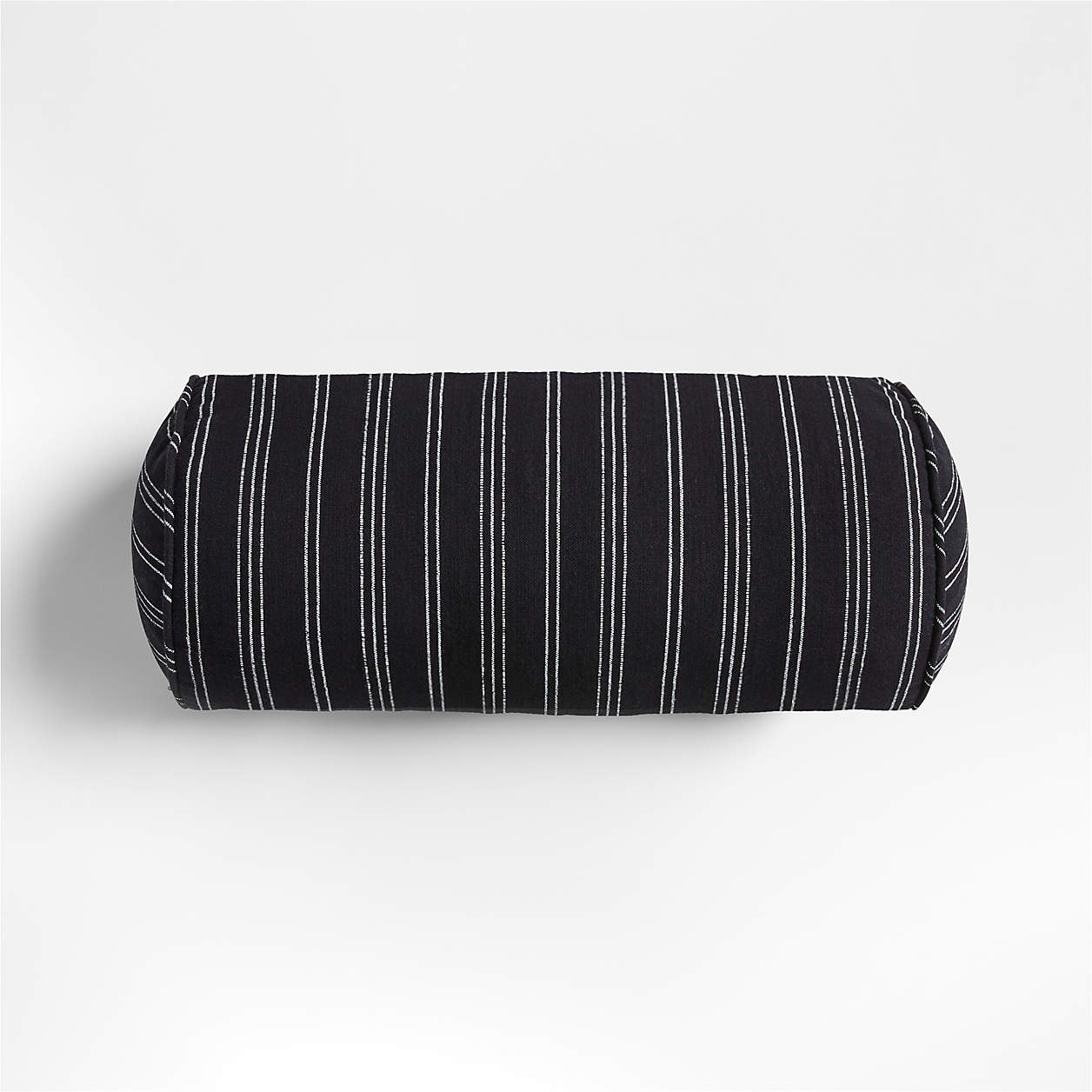 Portofino Cotton Striped Bolster 16"x8" Ink Black Throw Pillow Crate