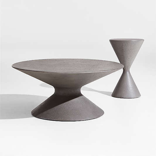 Posada 13" Grey Round Concrete Outdoor Side Table