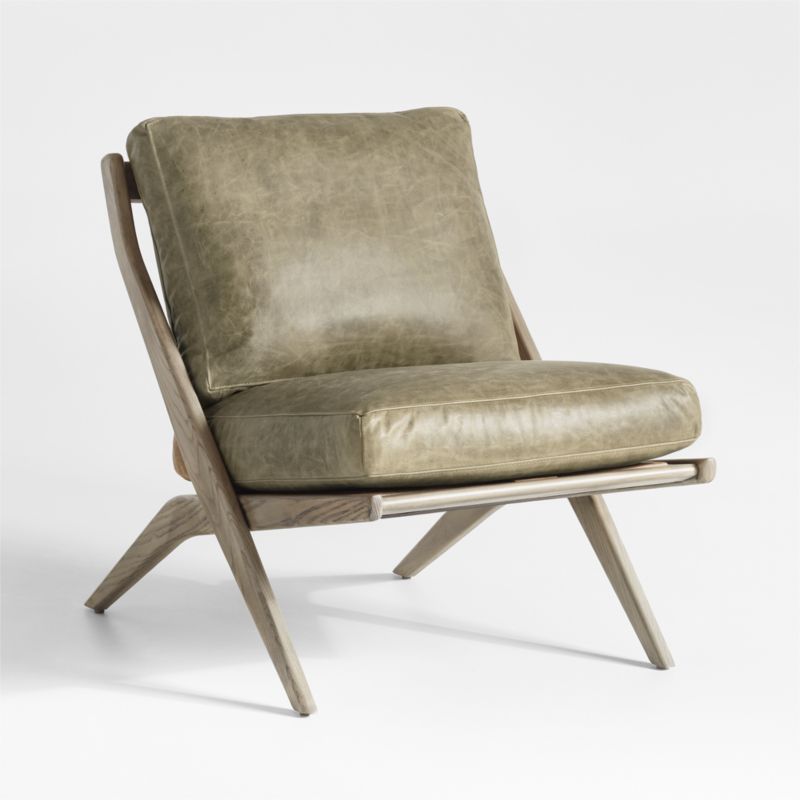 Pose Grey Wash Wood and Leather Accent Chair - image 0 of 8