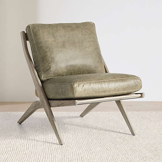 Pose Wood and Leather Accent Chair