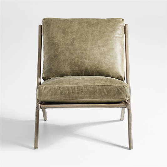 Pose Grey Wash Wood and Leather Accent Chair