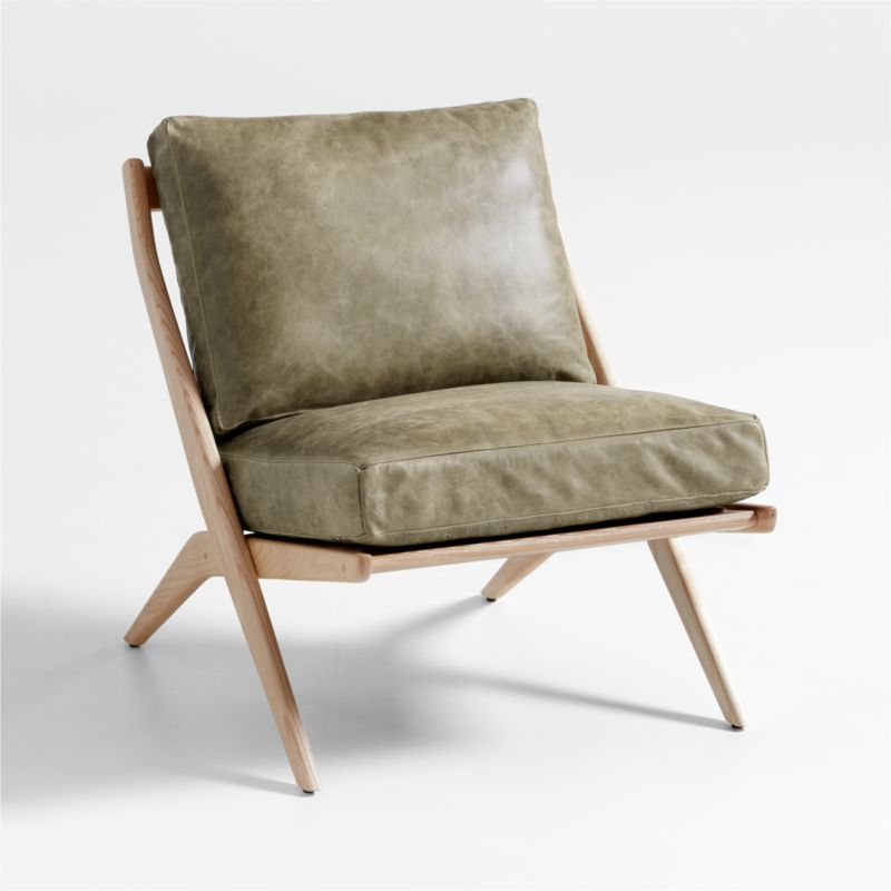 Pose Natural Wood and Leather Accent Chair - image 0 of 9