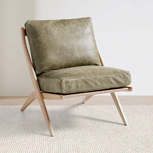 Pose Wood and Leather Accent Chair
