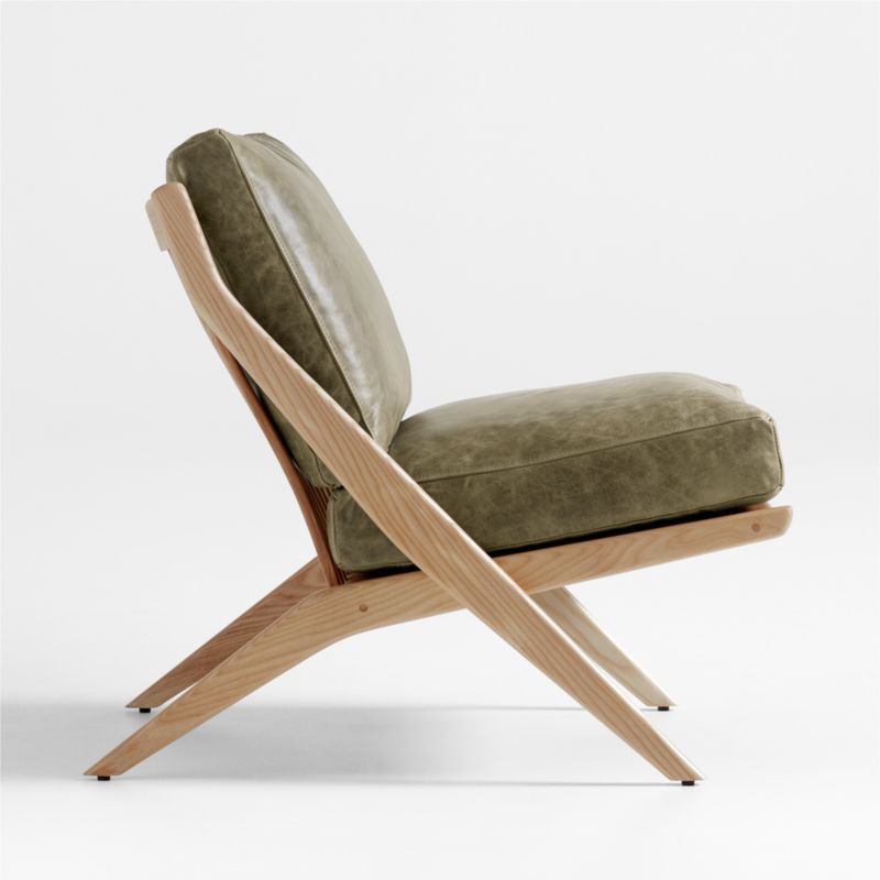 Pose Natural Wood and Leather Accent Chair - image 6 of 9