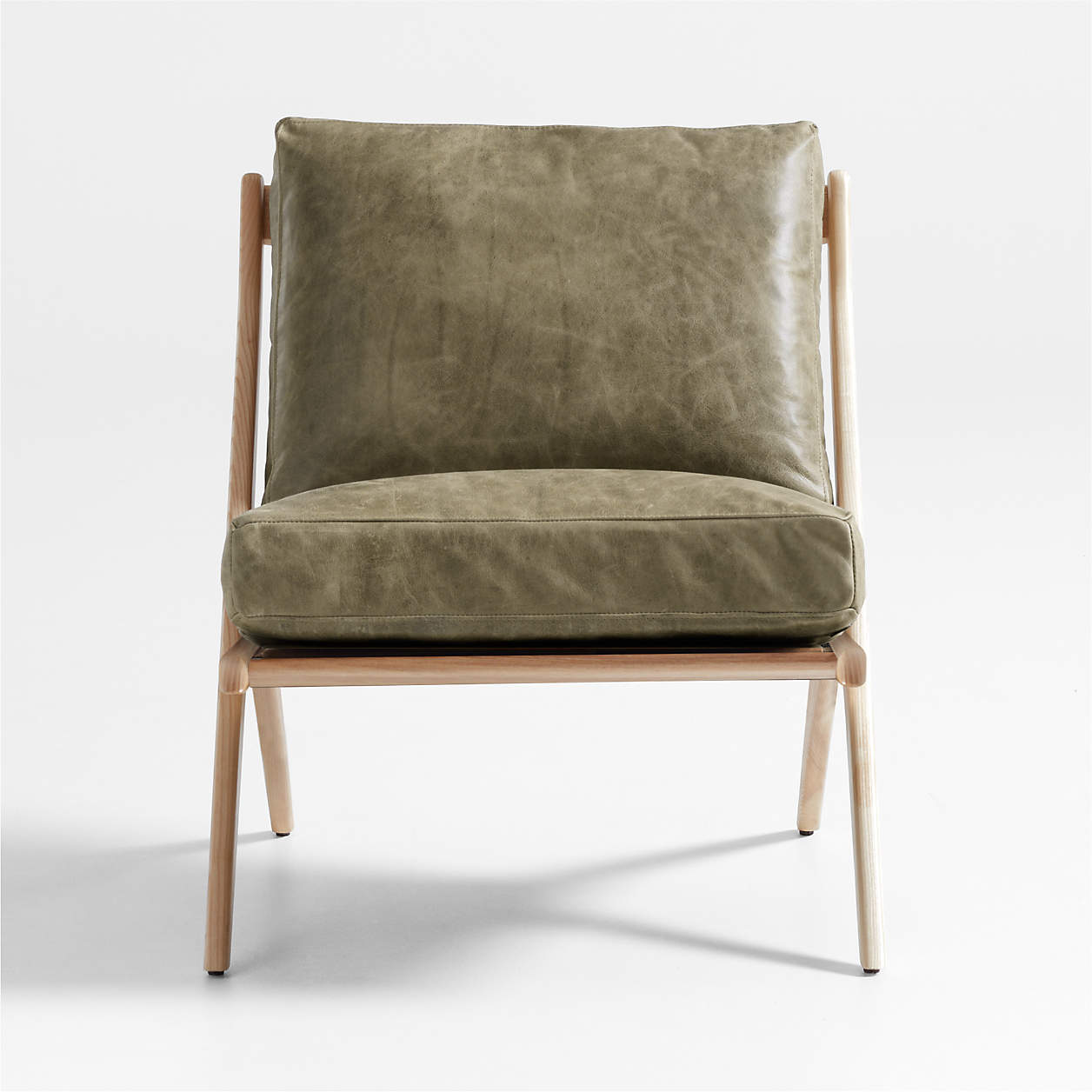 Pose Natural Wood and Leather Accent Chair + Reviews Crate & Barrel