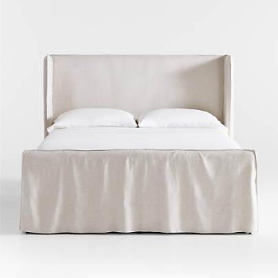 Positano Oatmeal Ivory Slipcovered Queen Bed