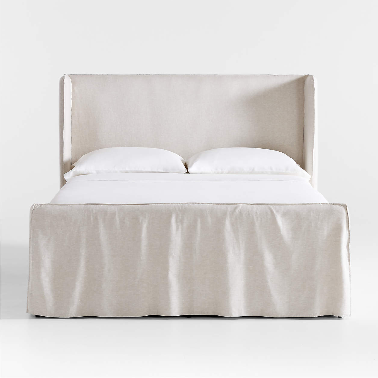 Positano Oatmeal Ivory Slipcovered Queen Bed Crate & Barrel