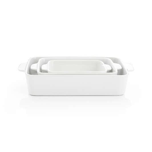 White Potluck Baking Dishes Set of Three