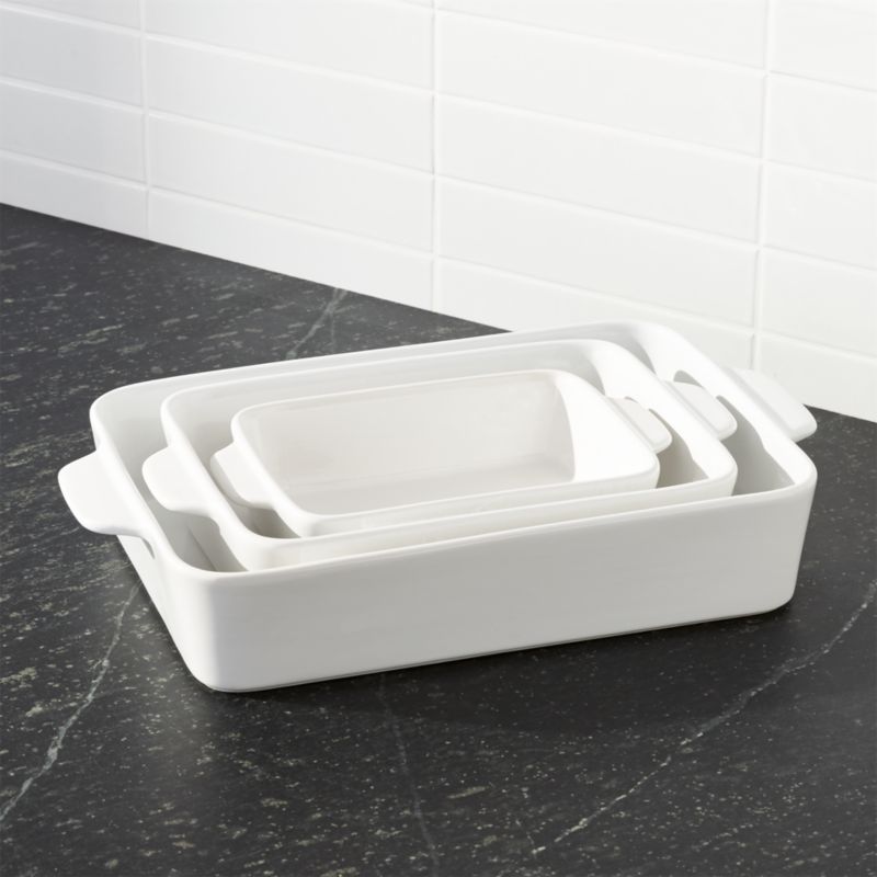 White Potluck Baking Dishes Set of Three - image 1 of 4