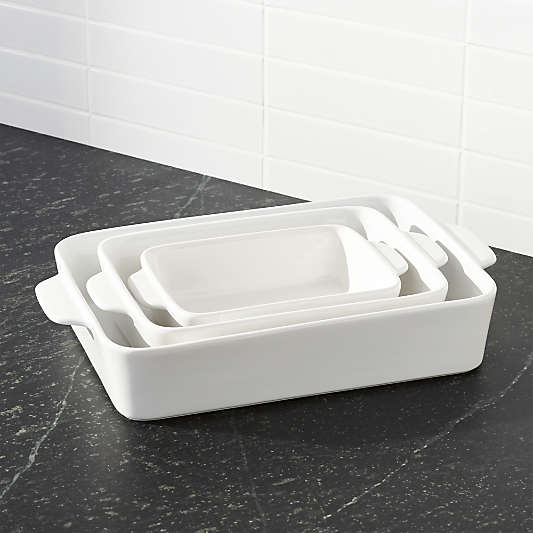 White Potluck Baking Dishes Set of Three