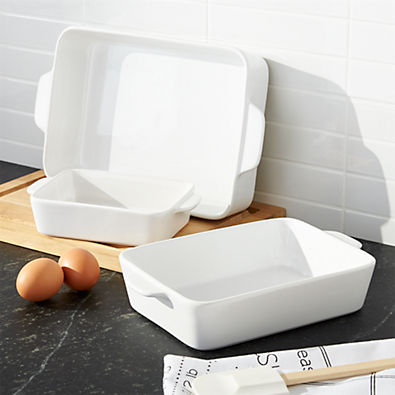 View White Potluck Baking Dishes Set of Three details
