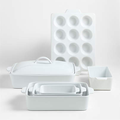 Potluck White 7-Piece Ceramic Baking Set