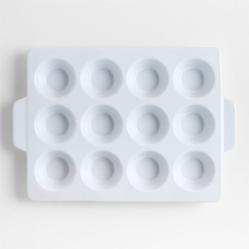 Potluck White 12-Cup Ceramic Muffin Pan - image 0 of 4