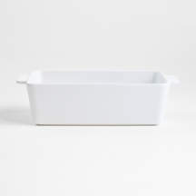 Potluck White Ceramic Loaf Pan + Reviews | Crate & Barrel
