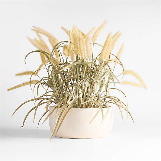 Large Potted Faux Grass in White Pot