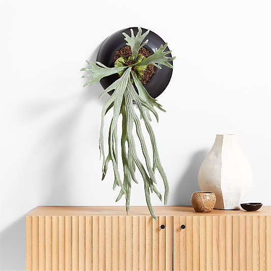 Potted Faux Green Staghorn Fern