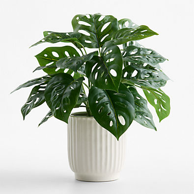 View Potted Faux Monstera Plant 12" details