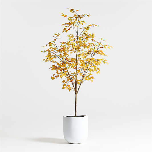 Potted Faux Golden Leaf Tree 7'