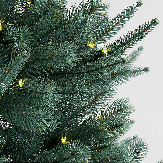 Potted Pre-Lit Faux Blue Spruce Tree 4'
