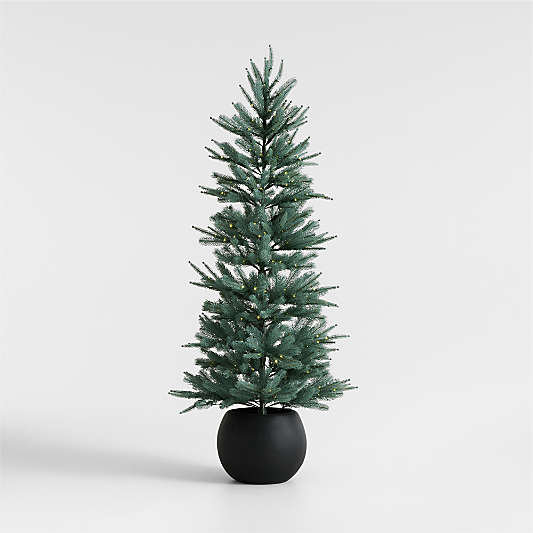 Potted Pre-Lit Blue Spruce Tree 6'