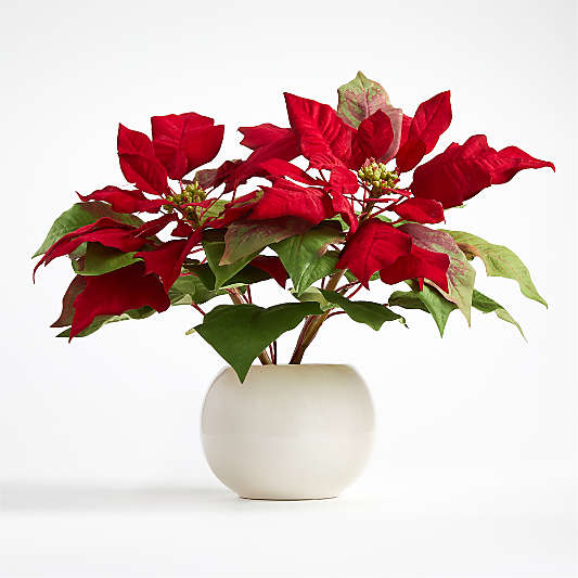 Faux Potted Red Poinsettia