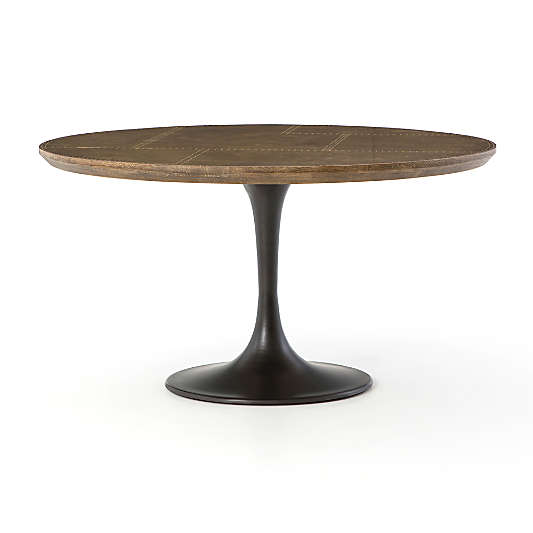 Penn Patchwork Bronze 55" Pedestal Base Dining Table