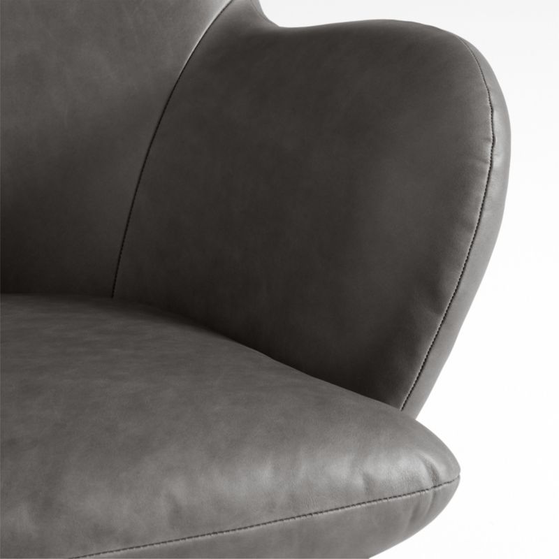 Powell Grey Leather Wingback Swivel Accent Chair - image 6 of 7