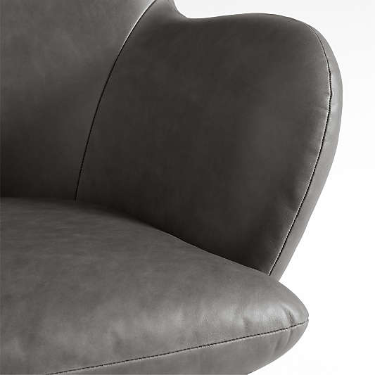 Powell Grey Leather Wingback Swivel Accent Chair