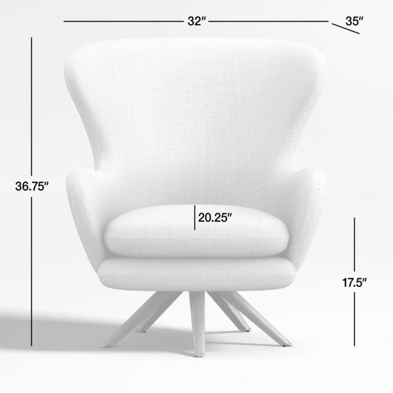 View Powell White Fabric Wingback Swivel Accent Chair - image 2 of 9