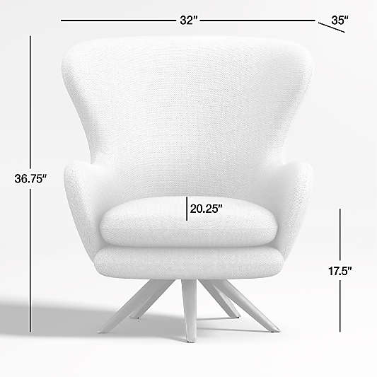 Powell White Fabric Wingback Swivel Accent Chair