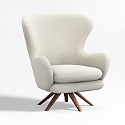 Powell White Fabric Wingback Swivel Accent Chair