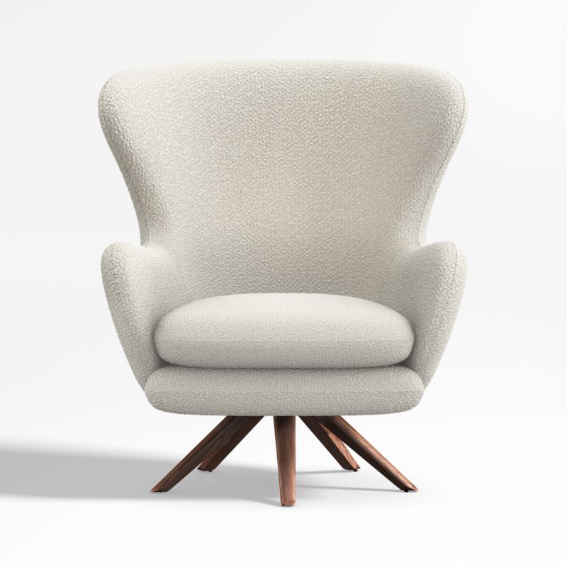 Powell White Fabric Wingback Swivel Accent Chair - image 5 of 9