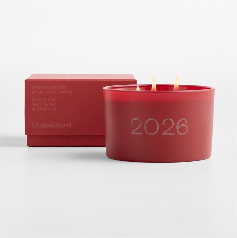 Monochrome No. 18 Peppermint 3-Wick Scented Candle - Mint Leaf, Red Pear and Vanilla - image 2 of 4