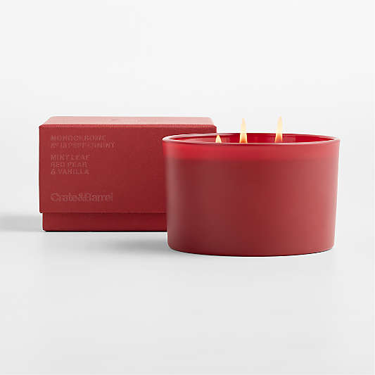 Monochrome No. 18 Peppermint 3-Wick Scented Candle - Mint Leaf, Red Pear and Vanilla