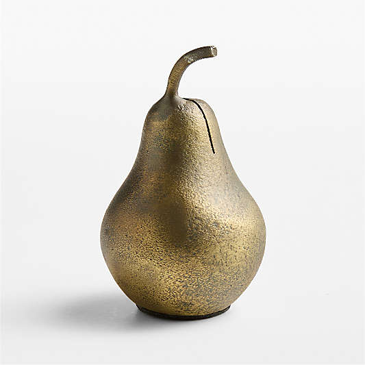 Winter Fruit Antique Brass Pear Place Card Holders, Set of 4
