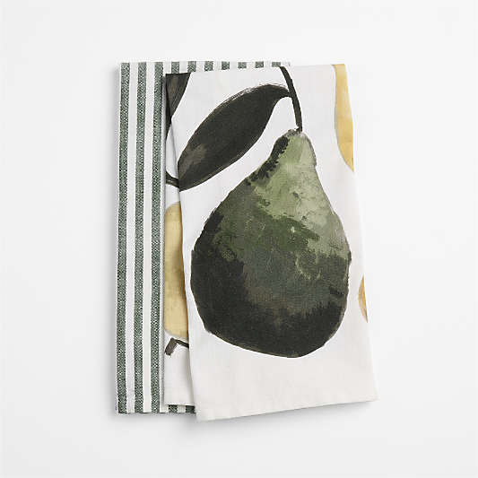 Pear and Stripe Organic Cotton Dish Towel Set