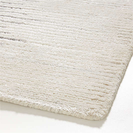 Prague Wool and Viscose Hand-Knotted Ombre Ivory White Rug Swatch 12"x18"