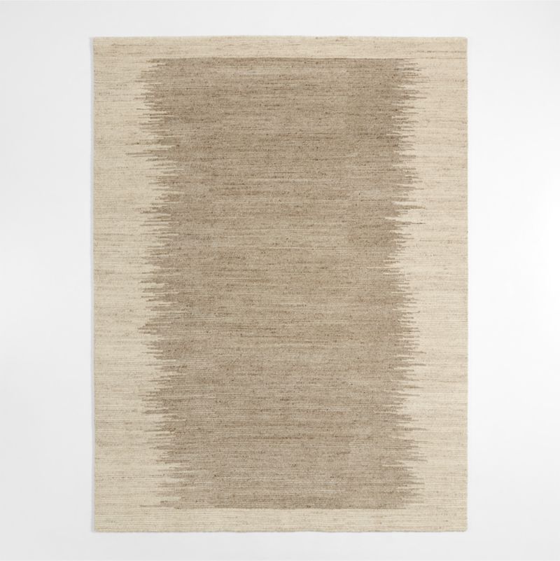 Prague Wool and Viscose Hand-Knotted Ombre Sand Brown Area Rug 6'x9 ...