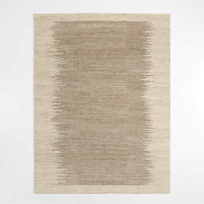 Prague Wool and Viscose Hand-Knotted Ombre Ivory Area Rug 6'x9' | Crate & Barrel