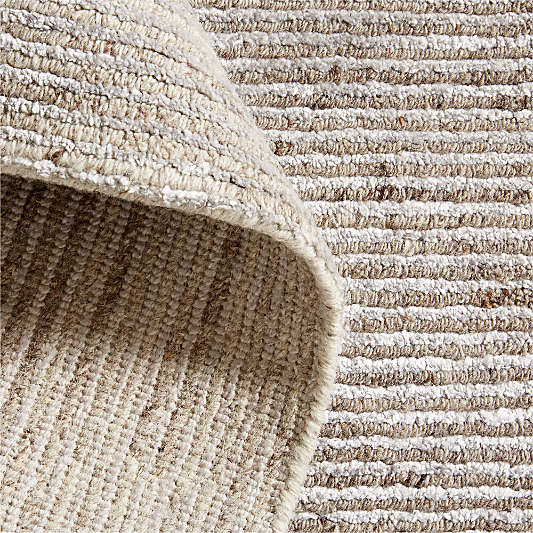 Prague Wool and Viscose Hand-Knotted Ombre Taupe Brown Area Rug