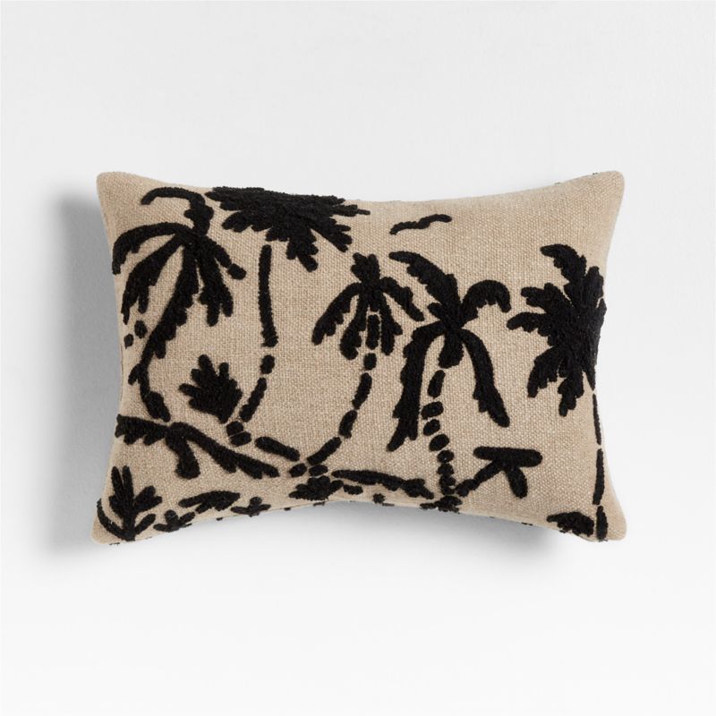 Praia Reversible Embroidered Palm Tree Striped 22"x15" Ink Black Throw Pillow with Down-Alternative Insert - image 0 of 5