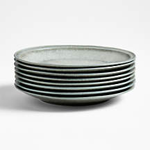 Prairie Moss Green Recycled Stoneware Dinner Plates, Set of 8 + Reviews | Crate & Barrel