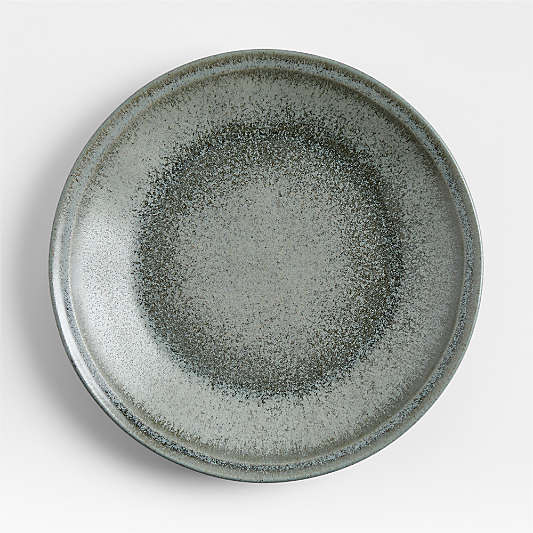 Prairie Moss Green Recycled Stoneware Dinner Plates, Set of 8