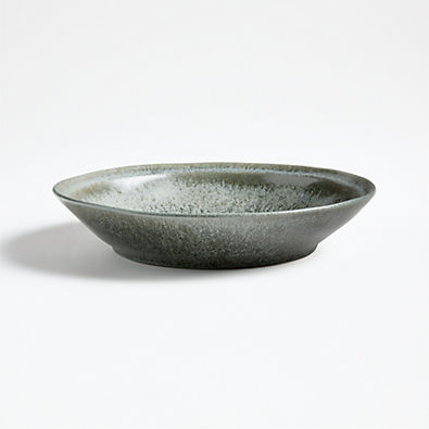 View Prairie Moss Green Recycled Stoneware Low Bowl details