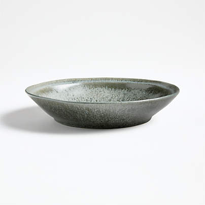 Prairie Moss Green Recycled Stoneware Low Bowl