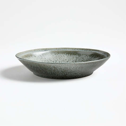 Prairie Moss Green Recycled Stoneware Low Bowl