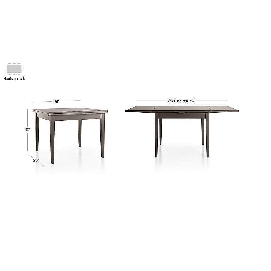 Crate Barrel Pratico Grigio Extension Square Dining Table Square One
