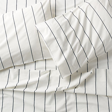 View Organic Percale Cotton Striped Pewter Grey King Sheet Set details