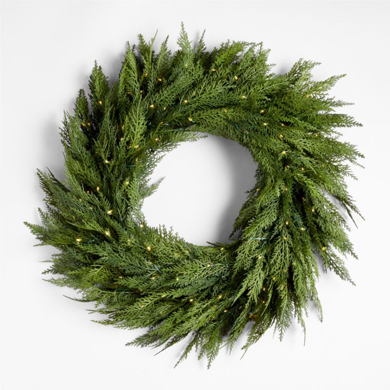 Faux Hemlock Pine Pre-Lit LED Wreath 28" - image 0 of 18